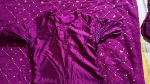 Silk Kurta With Dupatta Aur Salwar
