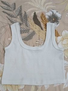 White Ribbed Crop Top