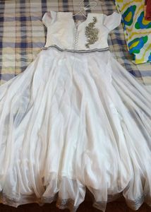 White Flared Anarkali Gown..price Drop