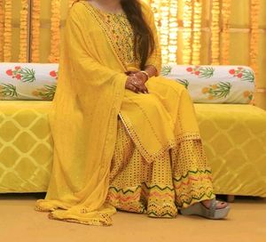 Yellow Heavy Plazzo Suit