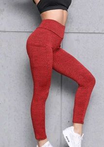 Red Textured Leggings
