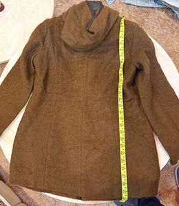 Brown Wool Blend Hooded Coat