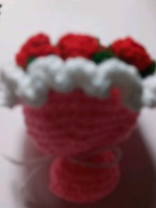 Crochet Rose Flower Bouquet Charm Keychain