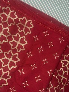 Maroon stole with Golden Print