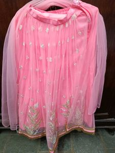 Bright Baby Pink Lehenga Dupatta Set