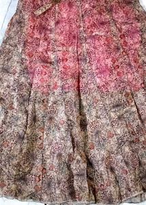 Skirt Organza Fabric Printed Long Skir