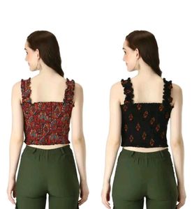 Printer Crop Top Pack Of Two