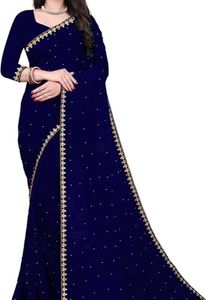 Cotten Blend Nevy Blue Saree