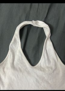 White Halter Crop Top