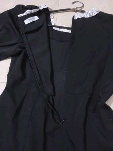 Cottage Core Black Dress With White Lace Lining
