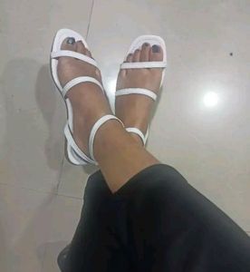 White Strappy Square Toe Sandals