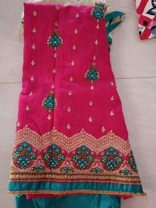 Pink Embroidered Kurti Pyjama With Dupatta