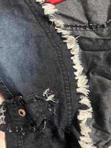 Crop Denim Sleeveless Shrug