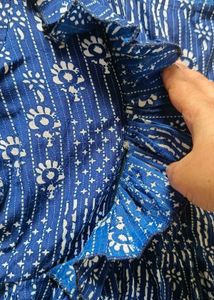Blue Floral Print Maternity Dress