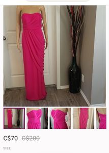 Hot Pink Strapless Maxi Dress