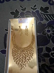 Elegant Gold-Toned Necklace & Earring Set