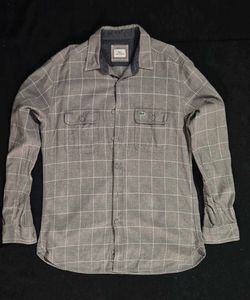 Lacoste Men&#39;s Grey Plaid Flannel Shirt
