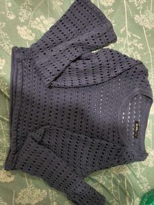 purple Knit Openwork Sweater