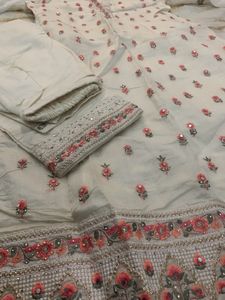 Off White Party Wear Mirror  And Stone  Dress