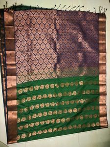 💚Bottle Green Semi Silk Saree