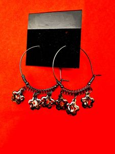 Star Charm Hoop Earrings