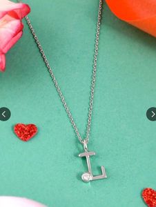 Real 925 Silver Chain + L Alphabet Pendant