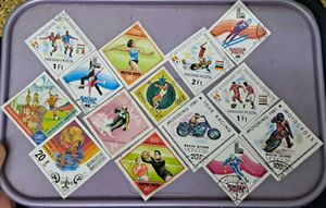 14 RARE DIAMOND SHAPE SPORTS STAMPS