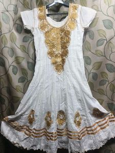 White & Gold Embroidered Dress