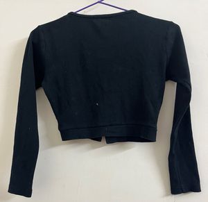 Black Button-Down Long Sleeve Top