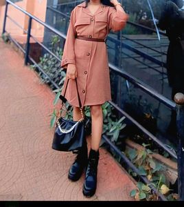 Stylish Brown Shirt Dress