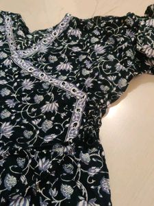 Floral Print Angrakha Kurti