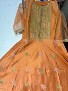Elegant Orange Anarkali Kurta Set