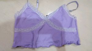 H&M Lilac Lace Trim Cami Top
