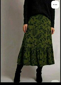 Women's Green Flared Skirt