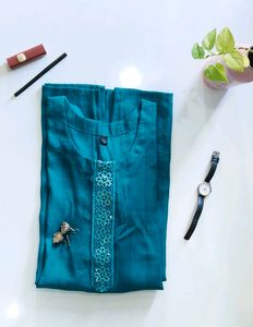 Teal Embellished Kurti