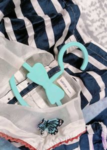 Striped Baby Dress with Butterflies