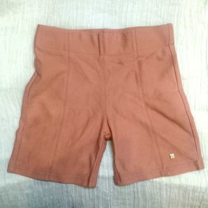 Blush Pink High-Waist Biker Shorts – Stretch Fit