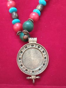 Vintage Tibetan Turquoise Agate And Ruby  Neckpiec
