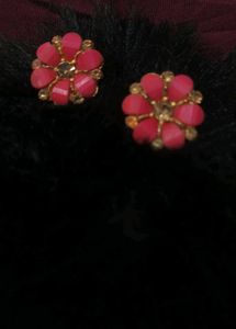 Dark Pink Flower Earrings✨🌹