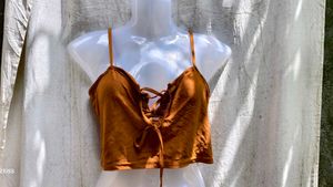 27137. Cute Brown Crop Top