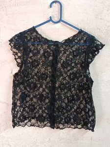 Stylish See-through Partywear Lace Crop Top 🖤