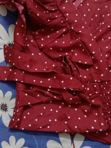 Red Polka Dot Ruffle Top