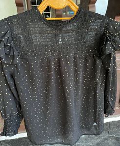 Black & Gold Polka Dot Top