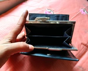 Navy Blue Pure Leather Wallet/Clutch For Females