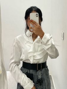 Victorian Ruffled full sleeve silk Korean Blouse