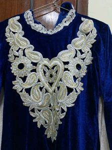 Elegant Blue Embroidered Kurta Set With Plazo