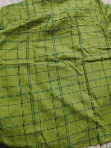 Green Half Sleeve Kurta Linen