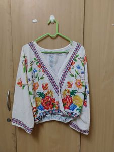 Floral Print Wrap Top