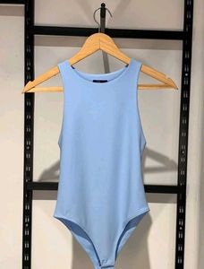Zara H&amp;M  Sky Blue Cut sleeves Bodysuit Top