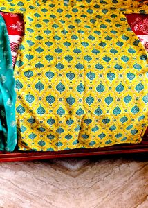 New Yellow &amp; Green Kurta Set